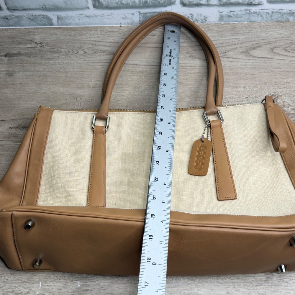 Vintage Coach Bonnies Legacy Linen Canvas Satchel Bag Camel 9435 - Picture 9 of 12